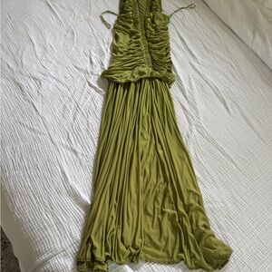 Christopher Esber Green Ruched Halter Gown